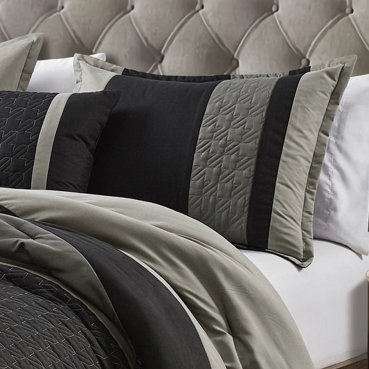 6 Piece Brushed Microfiber Plain Weave Comforter Bedding Set