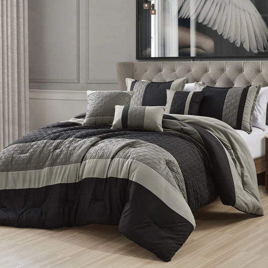 6 Piece Brushed Microfiber Plain Weave Comforter Bedding Set